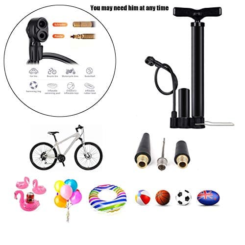 VIMILOLO Bicycle Pump, Bike Floor Pump Inflator for Presta and Schrader Valve Portable Tire Pumps for Ball Bike Pumps 6