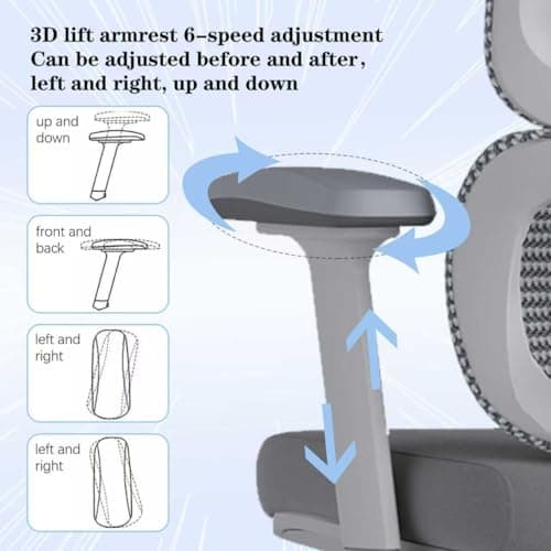 Ergonomic Office Chair 500 LBS Home Mesh Office Chair Comfortable Gaming Desk Chairs Adjustable 90-125° Tilt Rolling Computer Chairs with Wheel 3D Armrest 7
