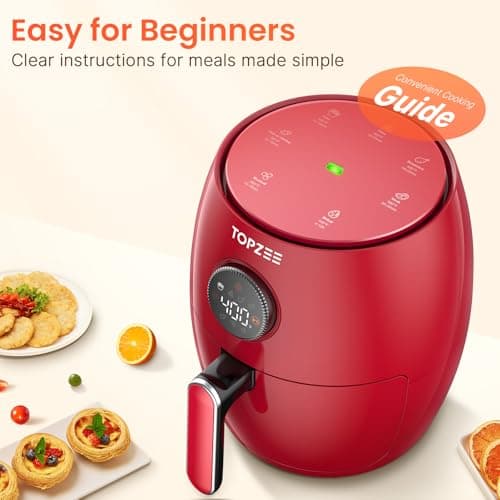 Small Compact Air Fryer, 2.1QT, 4-in-1 Small Mini Airfryer, Bake, Roast, Reheat, 98% Less Oil, Adjustable Temperature Control w/ 60min Timer, Quiet, Nonstick & Dishwasher Safe Basket, BPA-Free, Red 7