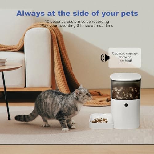 Automatic Cat Feeder, 4L Cat Food Dispenser with 10s Voice Recorder, Pet Feeder up to 8 Meals per Day, Timed Dog Feeder with Dry Food Sealed Ring 6