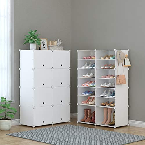 HOMIDEC Shoe Rack, 8 Tier Shoe Storage Cabinet 32 Pair Plastic Shoe Shelves Organizer for Closet Hallway Bedroom Entryway 7