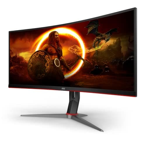 AOC CU34G2X 34" Curved Frameless Immersive Gaming Monitor, UltraWide QHD 3440x1440, VA Panel, 1ms 144Hz Adaptive-Sync, Height Adjustable, 3-Yr Zero Dead Pixels, Black/Red 6