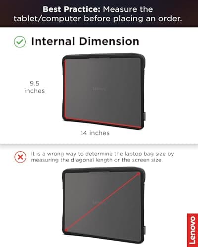 Lenovo Basic Laptop Sleeve 13 Inch Notebook/Tablet Compatible with MacBook Air/Pro Neoprene Material - Soft Fleece Lining - Zippered Top Opening - Black 8