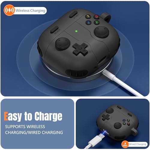 Getino Game Case for AirPods 4 2024 Cover with Cleaner Kit, Keychain, Compatible with Apple Airpods 4 Case Covers, Cute Funny Shock-Proof Protective Silicone AirPod 4 Cases for Men Boy-Black 5