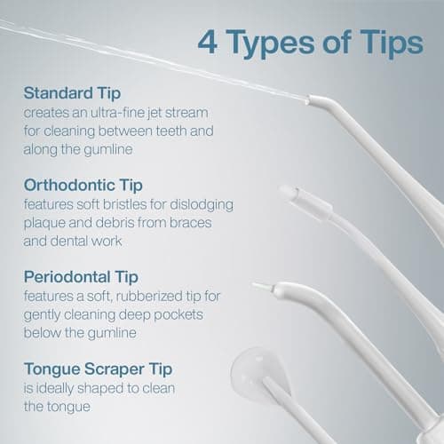 AquaSonic Water Flosser - Cordless Rechargeable Water Flossers for Teeth Cleaning - Waterproof Aqua Flosser, Portable Oral Irrigator for Dental Cleaning with 5 Jet Tips – Braces Home Travel. 8