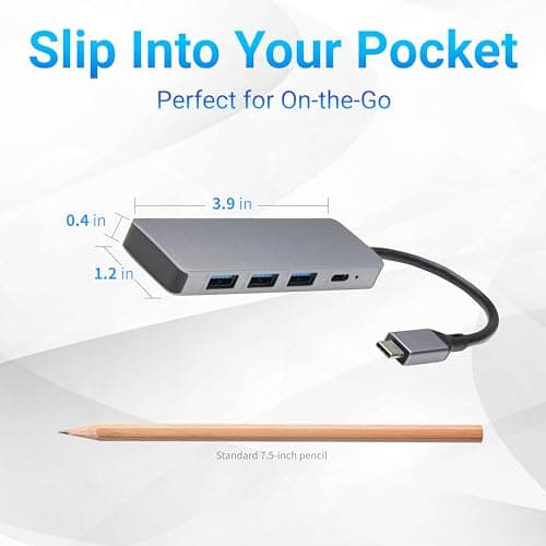 Amazon Basics USB 3.2/3.1 Gen 2 Multiport USB C Hub Dock, 10Gbps, USB-C to 1xUSB-C/3xUSB-A, Works with Windows/Mac, Silver, Black 5