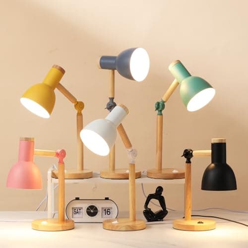 LRXJHHTY Table Lamp,Wooden Adjustable Tri-Color Desk & Bedside Lamp for Office, Living Room, Bedroom & Kids Room (Green) 6
