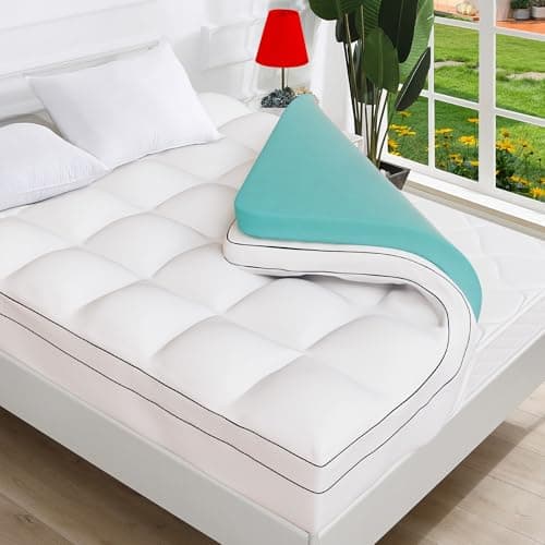 Memory Foam Mattress Topper Queen 4 Inch, Dual Layer 2 Inch Gel Memory Foam Plus 2 Inch Cooling Pillow Top Mattress Pad with 8-21 Inch Deep Pocket, Comfort Support for Back Pain 8