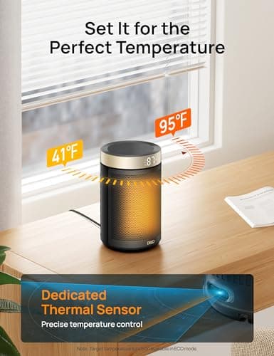 DREO Space Heater, Portable Electric Heaters for Indoor Use with Thermostat and Remote, 2024 Upgraded, Digital Display, 12H Timer, 5 Mode, 1500W PTC Ceramic Fast Safety Heat for Office Bedroom Home 6