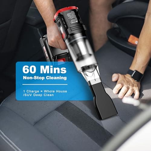 ONAVOT Handheld Vacuum Cleaner Cordless - 35000PA Strong Suction for Car & Home, Car Vacuum Portable Rechargeable Lightweight for Pet Hair with HEPA Filter, Quick Clean in Office/Desk/Couch (Red) 6