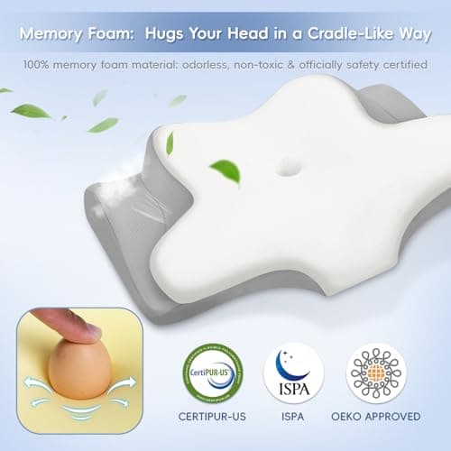 PAYHUIN Cervical Neck Pillow Neck Support Pillow for Side Sleepers White 8
