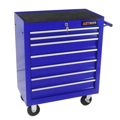 Aoile 7-Drawer Tool Chest with Rolling Multifunctional Tool Cart, Storage Organizer Cabinets with Key Locking for Garage, Warehouse, Repair Shop (Blue) 5