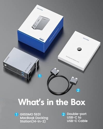 MacBook Pro Docking Station, 14-in-2 Dual USB C Docking Station Dual Monitor for MacBook Pro (Not M1) with Dual 4K HDMI 60Hz, 10Gbps USB A/C,3 USB 3.0,2USB 2.0 RJ45, Audio, SD/TF Slots, 100W PD 7