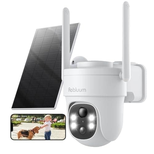 Rebluum Security Camera Outdoor Wireless, 3K/5MP Solar Camera Outdoor Wireless, Battery Powered 360°PTZ, Color Night Vision,PIR Motion Detection,2-Way Audio,Compatible with Alexa