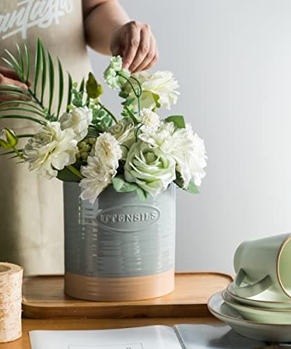 YHOSSEUN Ceramic Utensil Holder Kitchen Utensil Crocks (E-Gray & Clay) 8