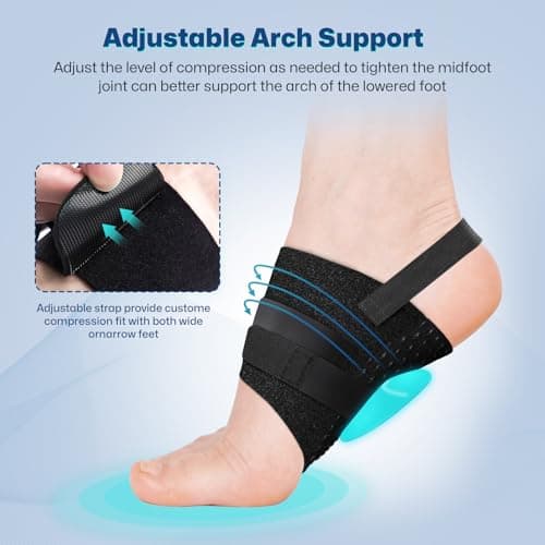 Healrecux Arch Support Braces for Plantar Fasciitis Relief, Adjustable Compression Bands with Gel Pad Orthotics Inserts for Feet Flat, High & Fallen Arches, Foot Support(Anti-Slip Spots) 5