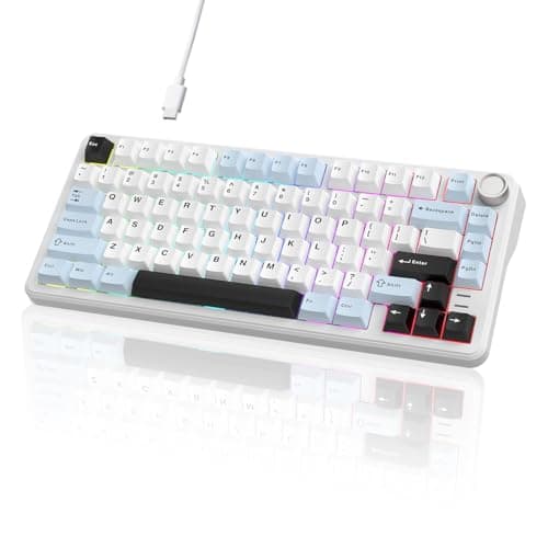 HELLO GANSS 75% Wired Hot Swappable Mechanical Keyboard with Metal Knob | Mount Gasket | Programmable RGB Backlit & Adjustable Side Lighting (Peach Linear Switch)