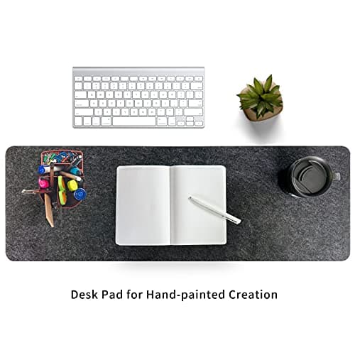 Felt Desk Mat | Computer Mat for Desk(36x12Inches) | Large Felt Mouse Pad and Keyboard Mat | Desk Protector for Office | Dark Gray 6