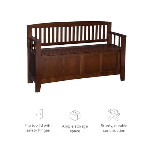 Linon Home Dcor Linon Home Decor Cynthia Storage Bench, 50"w x 17.25"d x 32"h, Walnut 19