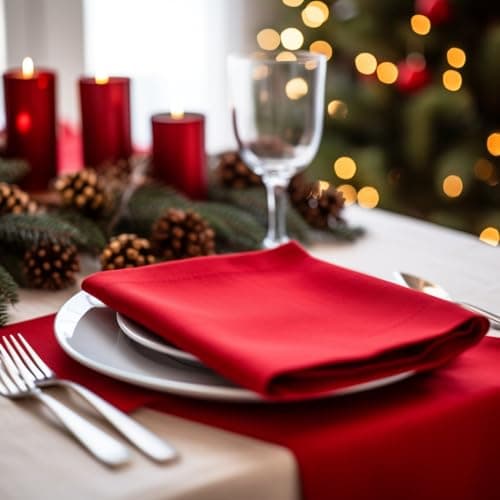 COTTON CRAFT Christmas Red Napkins -12 Pack 100% Cotton Dinner Napkins - All Year Xmas Fall Thanksgiving Celebration Party Gift Holiday Table Napkin - Soft Washable Reusable Cloth Napkin -18x18 5