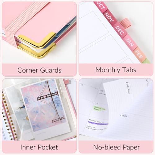 Forvencer 17 Month Academic Planner 2024-2025, Large 8.5" x 11", Weekly and Monthly Planner 2025, Aug 2024 - Dec 2025, Monthly Planner with Golden Corner Guards, Hardcover Agenda Book Planners with Colorful Tabs, College Student Teacher Planner 2024-2025, A4 (8.5" x 11") Large Planner, Pink 6