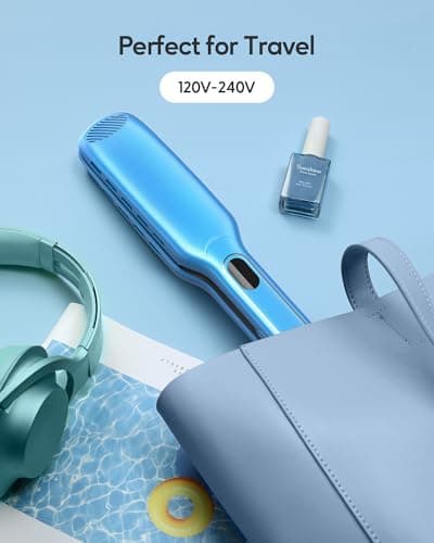 Wavytalk Hair Straightener, 1.7 Inch Wide Vent Sesh Titanium Wet to Dry Flat Iron, Straightener for Damp or Dry Hair (Blue) 7
