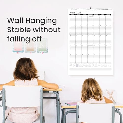 SUNEE 2026 Wall Calendar Large 22.75"x15.5", 21 Month Calendar (Ends June 2027), Vertical Extra Large Monthly Calendar 2026 for Wall, Black 6