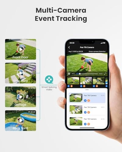 CAMSTRO 4K Security Cameras Wireless Outdoor No Subscription, 360° PTZ Home Security Cameras System, 64G Local Storage HomeBase, Human/Vehicle/Pet Recognition AI, Color Night Vision, 2 Cam-Kit 8