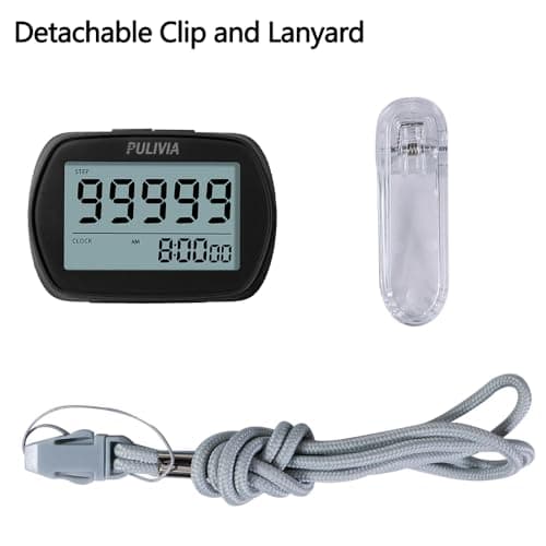 3D Pedometer Walking Step Counter with Clock, Steps Tracker Portable Pedometer with Clip, Simple Pedometer Walking Step Counter, Black 7