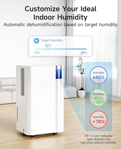 2500 Sq.Ft Dehumidifier for Basement with Drain Hose, 34 Pints Dehumidifiers for Home Large Room Bathroom Bedroom,3 Modes, Adjustable Humidity Control, Timer, Auto Defrost, Sleep Mode 6