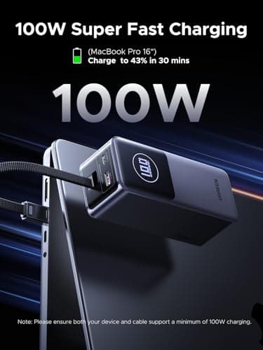 UGREEN Nexode Power Bank 20000mAh 130W with Built-in USB C Cable Laptop Travel Portable Charger, 80W Input, Fast Charging for MacBook Pro/Air/iPhone 17/16/iPad Pro/Galaxy S25 Ultra/Dell/HP and More 3