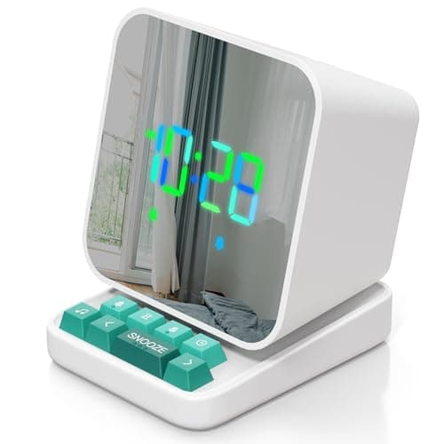 ANJANK RGB LED Alarm Clock & Sound Machine with Mirror Display, White Noise Machine with 25 Relaxing Sounds, Dual Alarm, 10 Alarm Sounds, Sleep Timer, Digital Clock for Bedroom, Teen, Kids 8