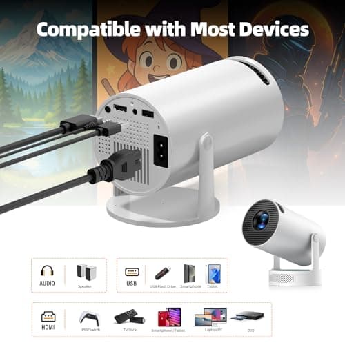 Mini Projector with WiFi and Bluetooth, 4K Portable Projector Wireless 270° Rotatable 130'' Screen Smart Projector 1080P Compatible with iphone/TV Stick/HDMI/USB/Laptop for Bedroom 7