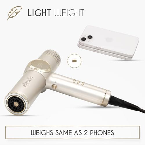 ELLA BELLA® Professional Ionic Hair Dryer with Diffuser • Negative Ion Blow Dryer • Suitable All Hair Types • Intelligent Heat Control & Rapid Drying Speeds • Lightweight Design • Low Noise Technology 8