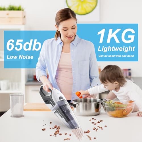 AWMWOCS 9700Pa Handheld Vacuum Cordless, 100W Portable Car Vacuum, Wet Dry Hand Held Vacuum, Lightweight Low-Noise Washable HEPA Filter Vacuum Cleaner for Car/Home/Pet/Office 5