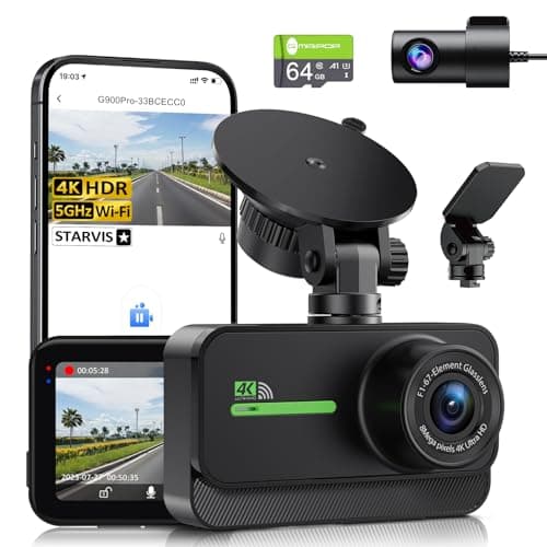 GMAIPOP Dash Cam Front and Rear,4K+2K Dash Camera for Cars with STARVIS Sensor,Built in 5GHz Wi-Fi, Free 64GB Card Included, Dual Dashbord Dashcam,Night Vision,Emergency Lock, Parking Mode