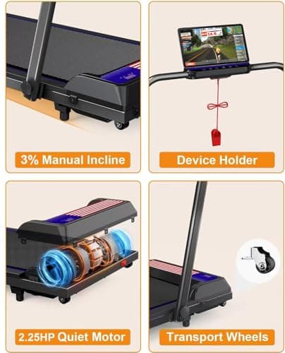 Treadmill Under Desk Walking Pad,2 in 1 Folding Treadmill for Home/Office with Remote Control and APP，Large Screen 5