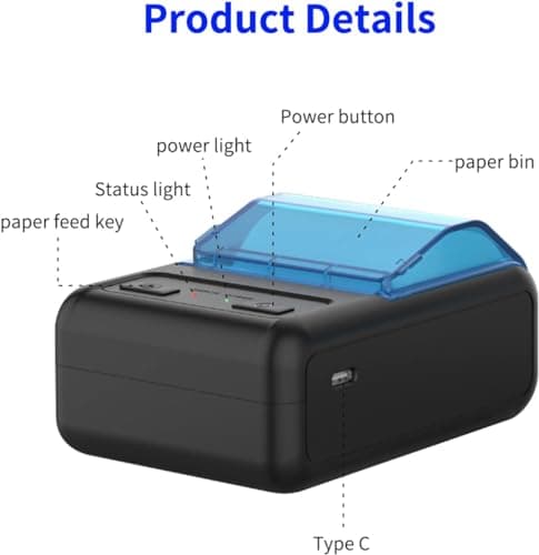 Bagana Receipt Printer Bluetooth Thermal Portable Wireless POS Printer for Small Business 58mm Mini Mobile Ticket Printer for Android & Windows, Black 5
