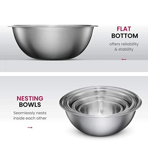 FineDine Stainless Steel Mixing Bowls Set, Dishwasher Safe, 6 Piece Metal Mixing Bowls For Kitchen, Nesting, Large, Small, Big Food Prep, Cooking, Baking 4