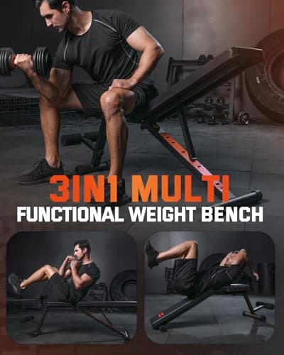 Lusper Adjustable Weight Bench Foldable - 600 Lb Stable Workout Bench, 5 Sec Fast Folding Multi-Purpose for Full Body Workout 6