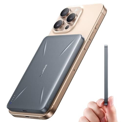 TORRAS 0.3‘’ Ultra Slim for MagSafe Portable Charger, 5,000mAh Magnetic Power Bank for iPhone 17 Air, Wireless Charger Fast Charging with USB-C Cable, Battery Pack for iPhone 17 Pro Max/16/15/14/13/12