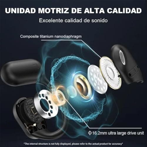 Intelligent Touch Screen Open Bluetooth Earphones, Erazers True Wireless Open Ear Earbuds Bluetooth 5.4, IPX5 Waterproof, with LED Display, Wireless Open Ear Bluetooth Earbuds (Black) 5