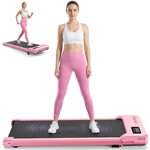 Pink Walking Pad Treadmill with Incline - Under Desk Treadmill with Vibration Plate, 2.5HP Compact Portable Treadmills for Home Small Spaces, Office, Remote Control & LED Display