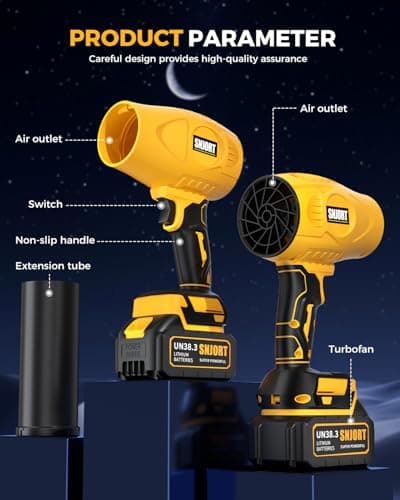 Leaf Blower Cordless with Battery and Charger, 300,000 RPM, Extended Nozzle, Lightweight Handheld Design, Turbo Jet Blower for Patio Cleaning,car Blowing Water, Lawn Care, Blowing Leaves and Dust 6