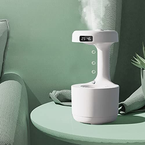 Ultrasonic Humidifiers for Bedroom, cool mist humidifiers Anti Gravity Water Drop with LED Clock Display, 36dB Quiet Air Humidifier with Night Light for room Office 800ml