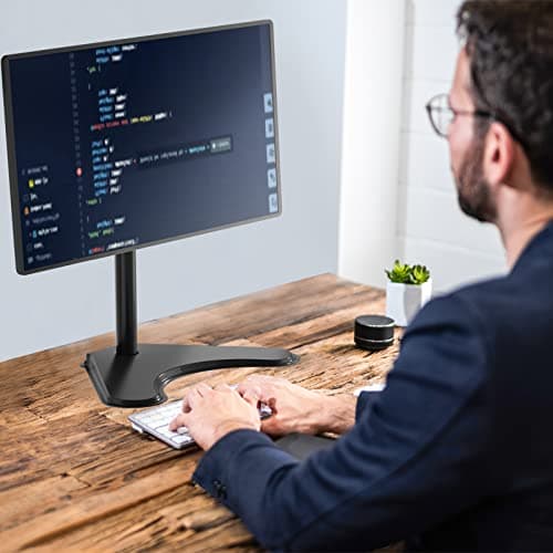 WALI Single Monitor Stand up to 32 Inch Screens, Freestanding Single Monitors Arm Desk Mount, Universal VESA Monitor Mount 75x75/100x100mm, Adjustable Height and Angle (MF001), Black 7