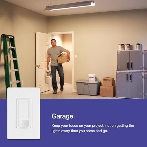Lutron Maestro Motion Sensor Light Switch Indoor for Bathroom, Garage, Laundry Room, Any Bulbs, Occupancy Vacancy Sensor, Single-Pole, MS-OPS2-WH, White 4