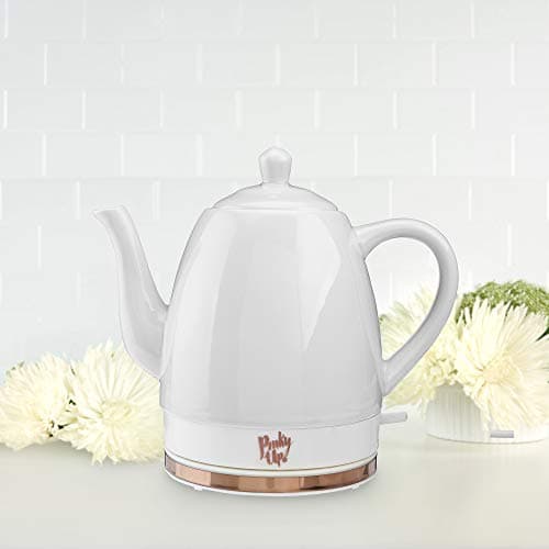 Pink Up Noelle Electric Tea Kettle, Gooseneck Kettle, Hot Water Dispenser, Pour Over Coffee, Automatic shut off, Cordless, Electric Teapot, 1.5L, Ceramic, Grey 5