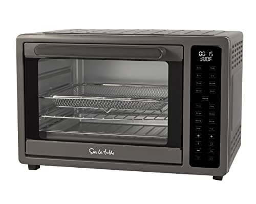 Sur La Table 1.1 Cu. Ft. Air Fryer Toaster Oven - 1700W Countertop Oven with 360° Airflow, Bake, Broil, Roast & More, Includes Air Fryer Basket, Oven Rack & Trays, Safe Kitchen Appliance for Food Prep