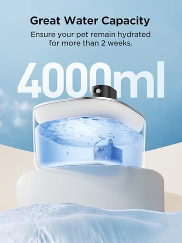 FEELNEEDY Wireless Cat Water Fountain Stainless Steel with Sensor, 4000mAh Battery Operated, 4L/135fl oz Pet Water Fountain for Cats Dogs, Ultra Quiet Cat Drinking Fountain with 2 Filters (YPD-C004S) 6